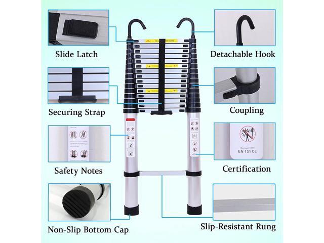 Telescoping Ladder 20.5ft Aluminum Telescopic Extension Ladder Extendable Ladders with 2 Detachable Hooks Portable Lightweight Safety Lock Design...