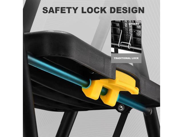 HBTower Step Ladder, Folding Step Stool with Wide Anti-Slip Pedal, Sturdy Steel Ladder, Convenient Handrail, Lightweight, Portable Steel Step Stool