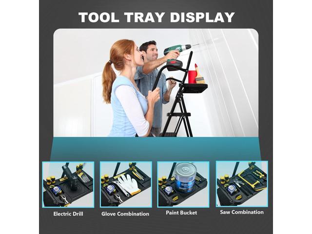 HBTower 5 Step Ladder, Folding Step Stool with Wide Anti-Slip Pedal, Sturdy Steel Ladder, Convenient Handrail, Lightweight, Portable Steel Step Stool