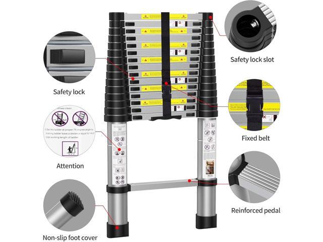 Telescoping Extension Ladder 15.5FT, Aluminum Telescopic Ladders with Carry Bag for Outdoor Indoor Use