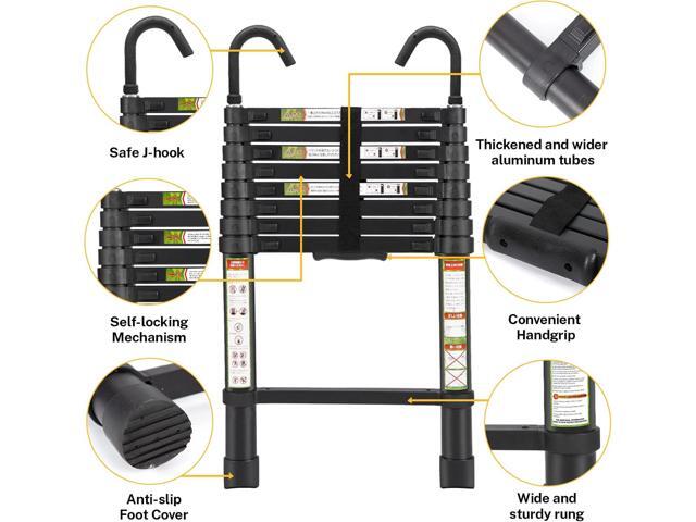 Telescopic Ladder, 8.5FT RIKADE Aluminum Telescoping Ladder with Non-Slip Feet and Stable Hook, Portable Extension Ladder for Household and Outdoor...
