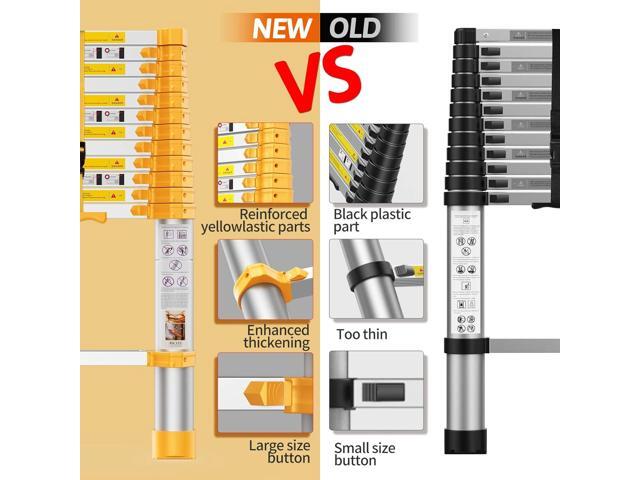 BOWEITI Telescoping Extension Ladder 12.5FT Heavy Duty Upgrade,Aluminum Telescopic Ladder with Upgrade Material/Accessories