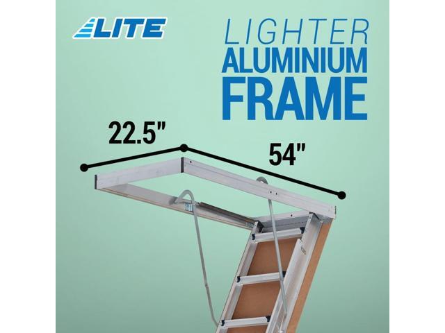 LITE 10-Foot Aluminium Attic Ladder 54' W x 22.5' H (Rough Opening), 375-Pound Load Capacity, Type IAA, AP2240MS