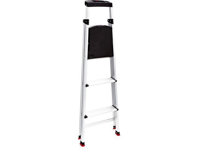Rubbermaid 3-Step Ladder, Aluminum Lightweight Folding Step Stool with Project Top, 225 lb. Capacity, Silver, Tested to US Safety Standards, No...