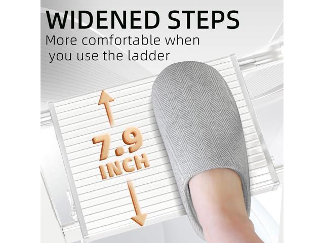 GameGem Step Ladder 6 Step Folding, Aluminum Ladders for High Ceilings, Tall Closet, Cabinet, 6 ft Lightweight Step Ladder with Anti-Slip Foot for...