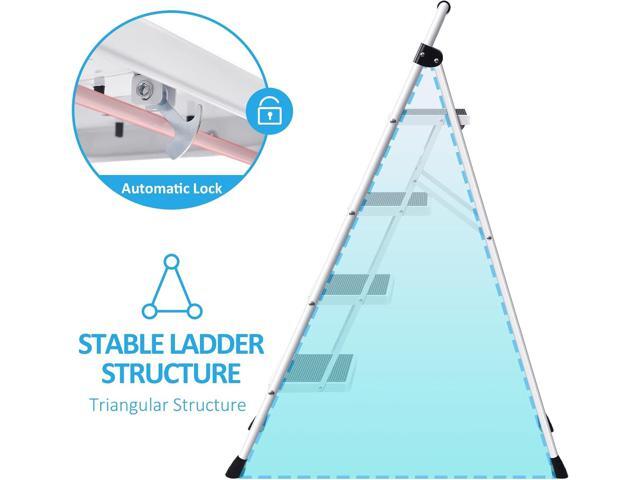 KINGRACK Step Ladder 4 Step Folding Step Stool for Adults with Handrails Heavy Duty Steel Sturdy Lightweight Collapsible Portable Step Ladder with...