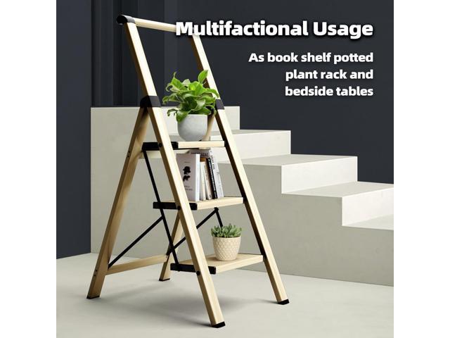 HillhutApex 3 Step Foldable Aluminum Step Ladder with Handgrip, Anti-Slip Pedal, 330 lbs Capacity, Lightweight & Portable for Home, Kitchen,...