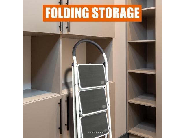 3 Step Ladder, Folding Lightweight Step Stool with Wide Anti-Slip Pedal for Home, Office, Kitchen and Garage, 400 lbs Capacity