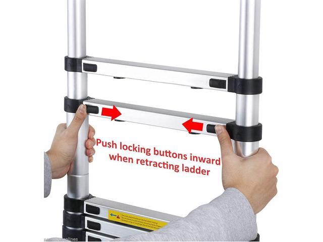 Telescoping Ladders, (8.5Ft/2.6M) EN131 Standards Aluminum Extension Ladder, Extension for RV, Attics, Families, Outdoor Work, with a Maximum...