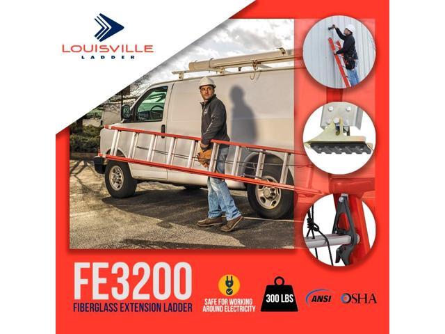 Louisville Ladder FE3216 Foot Extension Ladder, 16 ft, Orange