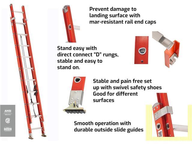 Louisville Ladder FE3216 Foot Extension Ladder, 16 ft, Orange