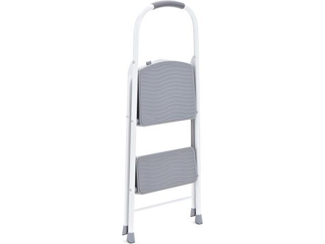 Rubbermaid 2-Step Steel Step Stool Ladder with Hand Grip, ANSI Type 2 Duty Rating, 225 lb Capacity, White