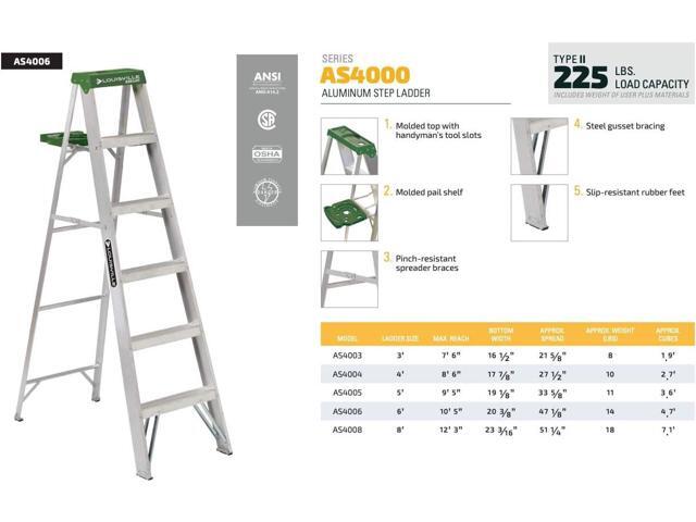 Louisville Ladder 6-Foot Aluminum Step Ladder, 225-Pound Capacity, AS4006