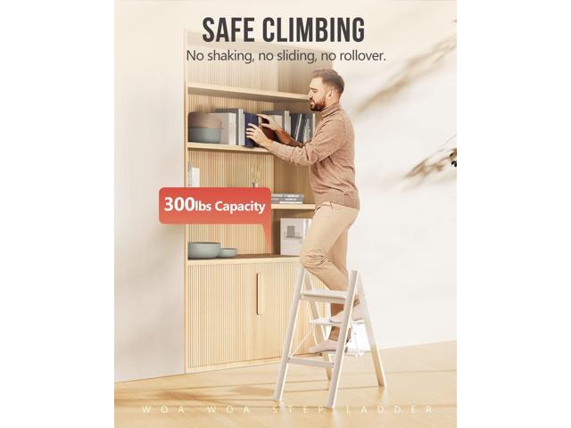 WOA WOA 3 Step Ladder, Foldable Step Stool, Aluminum Lightweight Ladder for Home Kitchen Closet, Anti-Slip Pedals, Ease of Folding, Portable,...