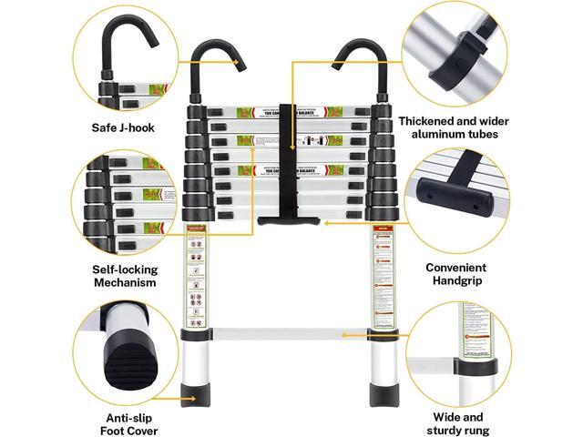 Telescopic Ladder, 6.5FT RIKADE Aluminum Telescoping Ladder with Non-Slip Feet and Stable Hook, Portable Extension Ladder for Household and Outdoor...