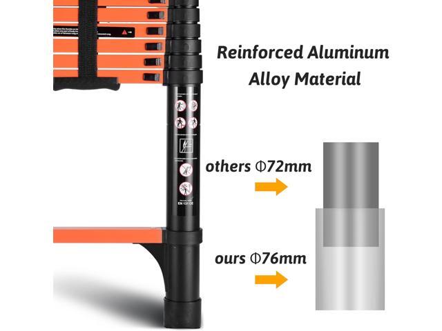 12.5FT Telescoping Ladder, Portable Extension Folding Ladder, Multi-Purpose Compact Ladder for Household or Outdoor Work, 330lbs Max Capacity