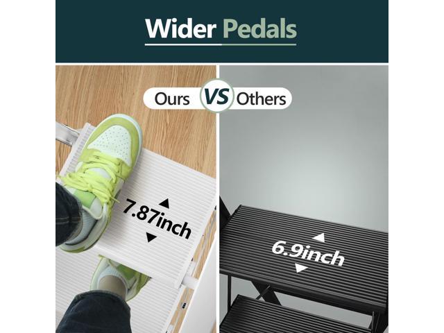 WOA WOA 4 Step Ladder for 10 Feet High Ceiling, Lightweight Foldable Ladder with Non-Slip Wide Pedals, Step Stool with Safe Handrail, Space Saving...