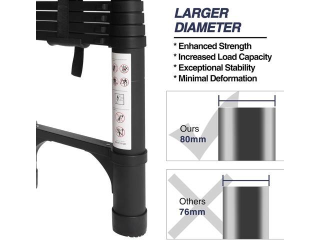 BOCOM 14.5 FT Aluminum Telescoping Ladder, Lightweight Multi-Purpose Collapsible Extension with 2 Triangle Stabilizers, Heavy Duty 330 lbs Max...