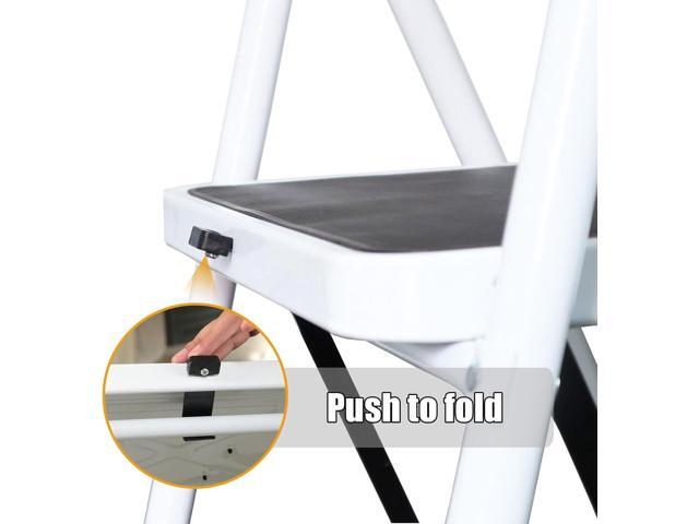 Big Red 3 Step Ladder, 400lbs Ergonomic Folding Stool with Anti-Slip Pedal, Step Stool with Padded Handle for Kitchen, Household, Offices,...