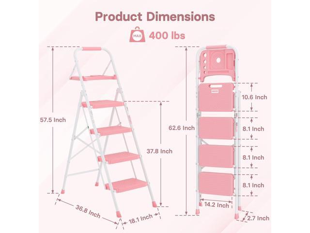 BONTEC 4-Step Ladder, Folding Step Stool with Tool Platform, Wide Anti-Slip Pedals, Max Load Capacity 400lbs Sturdy Steel Ladder, Lightweight...