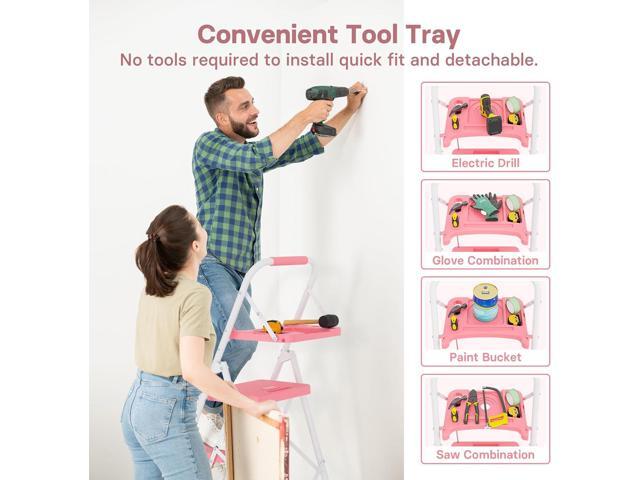 BONTEC 4-Step Ladder, Folding Step Stool with Tool Platform, Wide Anti-Slip Pedals, Max Load Capacity 400lbs Sturdy Steel Ladder, Lightweight...