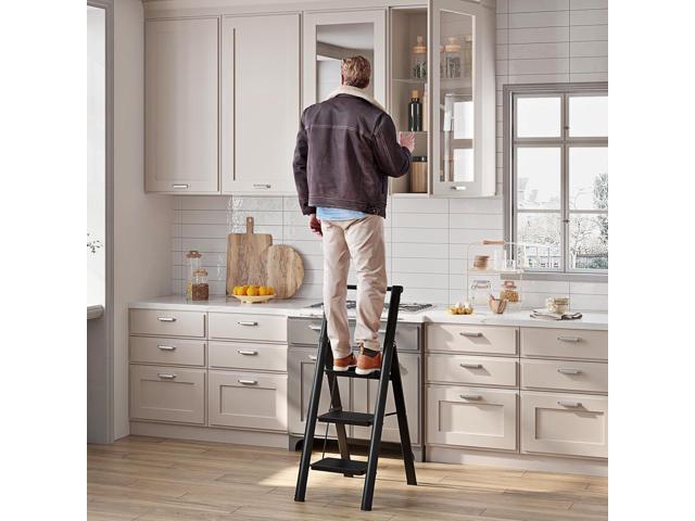 JOISCOPE 3 Step Ladder, Foldable Step Stools for Adults with Wide Anti-Slip Pedal, 600lbs Lightweight Sturdy Steel Ladder,Convenient...