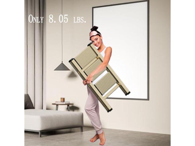 3 Step Lightweight Folding Ladder for Home, 330lbs Aluminum Step Ladder Anti-Slip for Kitchen, Step Stool Foldable Adults for Closet, 330lbs -...