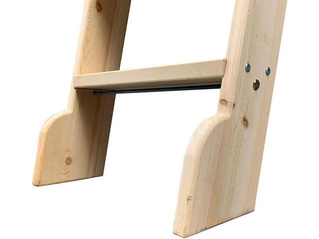 DIYHD 96' Unfinished Rolling Library Wooden Step Ladder with Glab Handle,No Sliding Hardware