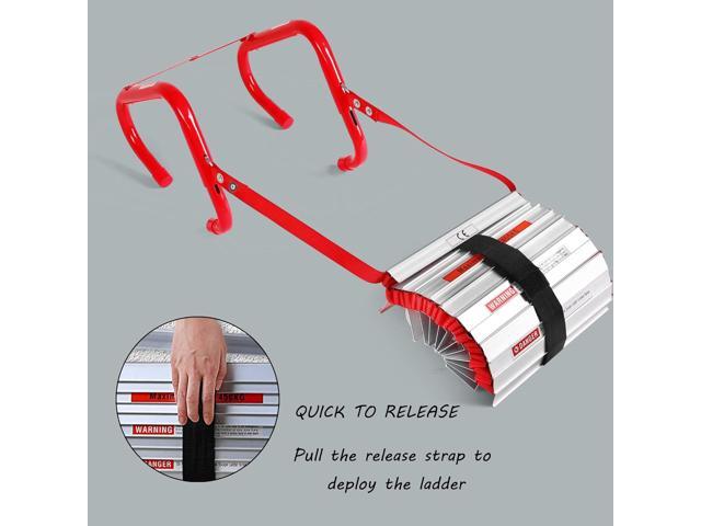 Emergency Escape Ladder Fire Ladder 2 Story Portable Safety Ladder with Anti-Slip Rungs, 15 Ft