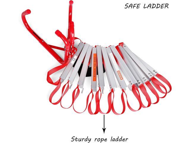 Emergency Escape Ladder Fire Ladder 2 Story Portable Safety Ladder with Anti-Slip Rungs, 15 Ft