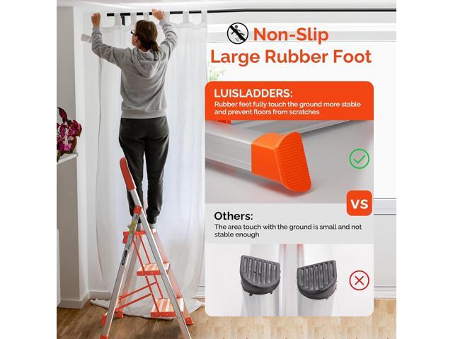 LUISLADDERS 3 Step Stool, Foldable Lightweight Step Ladder, Aluminum Anti-Slip with Rubber Hand Grip, 350lbs Capacity, Home and Kitchen Anti-Slip...