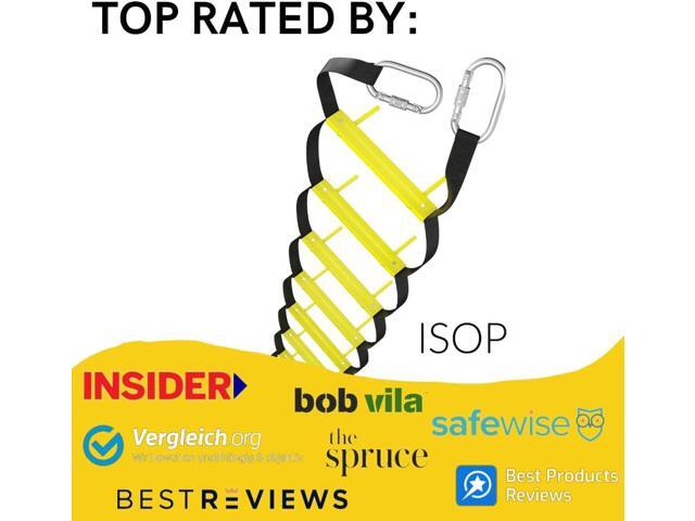 ISOP Fire Escape Ladder Four Story 32 Foot & Mounting Anchors Rope Ladder Fire Escape for 4-Story House Portable, Foldable & Compact ...