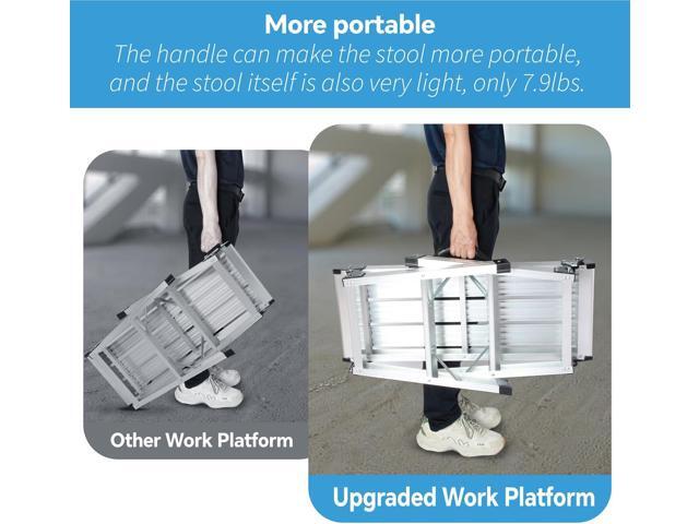LEADALLWAY Aluminum Work Platform with Handle Step Ladder Heavy Duty Foldable Step Stool 330 Lbs Capacity