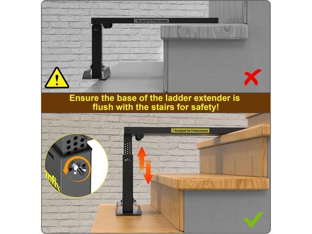 Foldable Heavy-Duty Ladder Extender Pro, High Strength Steel Material Design Ladder Extension Pro for Stairs w/Non-Slip Mat, 11.4-18' Adjustable...