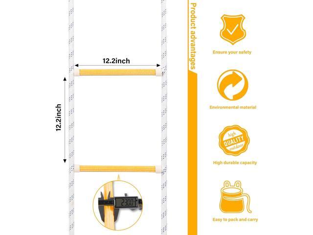 Emergency Fire Escape Ladder Flame Resistant Safety Extension Rope with 2 Hooks, 2 to 5 Story Homes Reusable Compact Portable External Ladder (5 M...