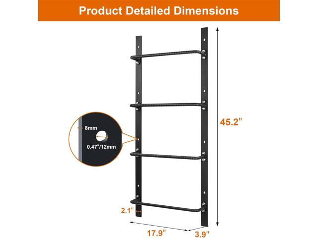 4-Rung Window Well Ladder Straight, Heavy Duty Steel Fire Escape Ladder, Powder-Coated Basement Egress Window Ladder Wall Mounted Ladder 45.2'...