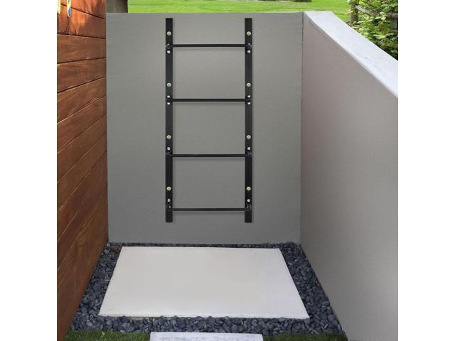 4-Rung Window Well Ladder Straight, Heavy Duty Steel Fire Escape Ladder, Powder-Coated Basement Egress Window Ladder Wall Mounted Ladder 45.2'...