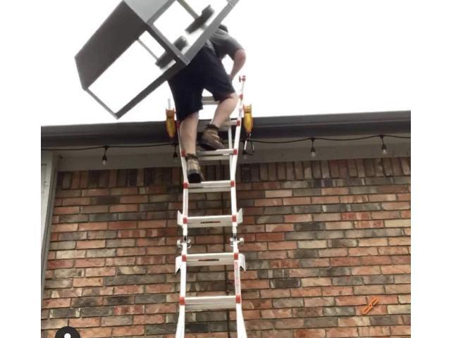 (Pair / 2 Units) Ladder Stabilizer, Fits on Gutters in Seconds, Slide Lock, Rolling Safety Device, Ladder Gutter Clip