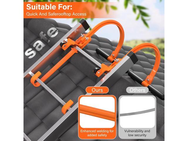 2 Pack Ladder Hooks for Roof Ridge with Wheel,Heavy Duty Ladder Roof Hook with Rubber Grip T-Bar,Upgrade Load-Bearing Steel Bars Extension Ladder...