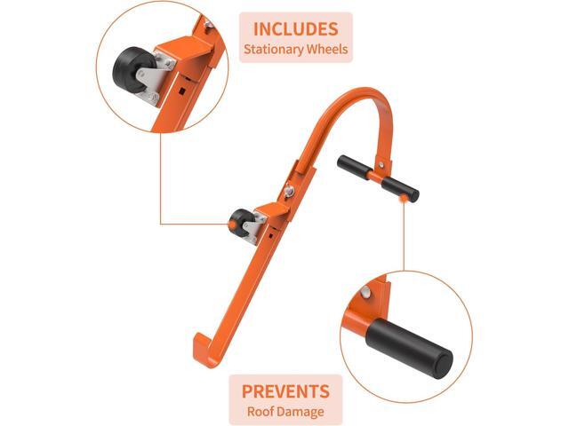 Ladder Roof Hook 2 Pack with Wheel Heavy Duty Steel Ladder Stabilizer, Roof Ridge Extension, Wheel Rubber and Rubber Grip T-Bar for Damage...