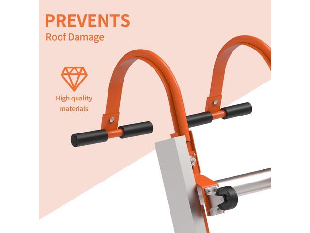 Ladder Roof Hook 2 Pack with Wheel Heavy Duty Steel Ladder Stabilizer, Roof Ridge Extension, Wheel Rubber and Rubber Grip T-Bar for Damage...