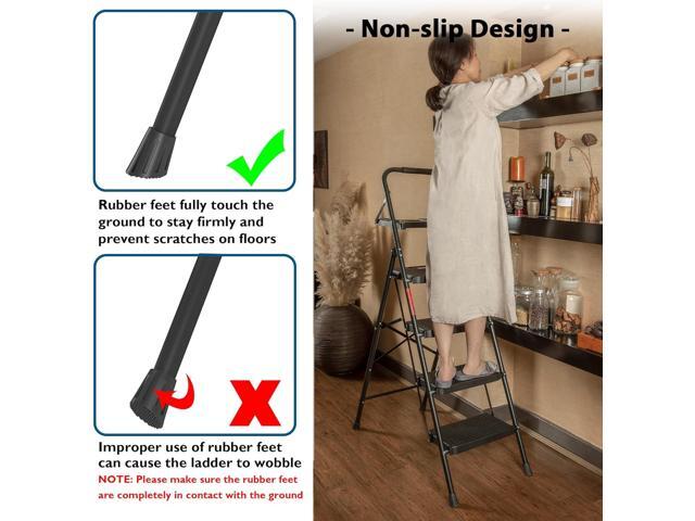 BONTEC 4-Step Ladder, Folding Step Stool with Tool Platform, Wide Anti-Slip Pedals, Max Load Capacity 400lbs Sturdy Steel Ladder, Lightweight...