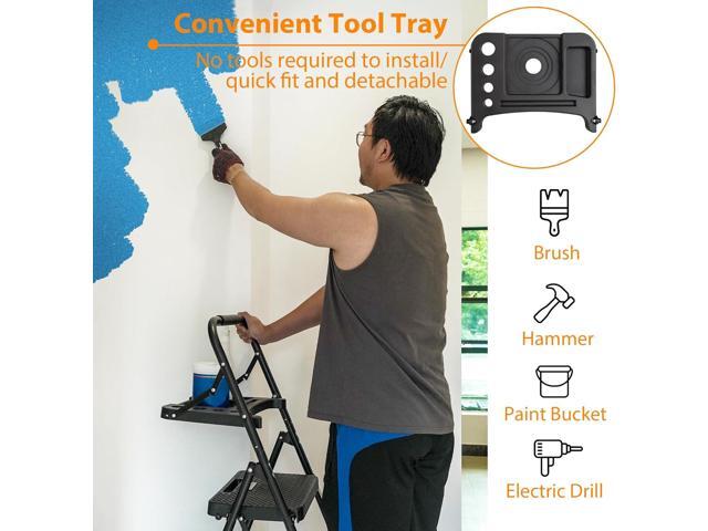 BONTEC 4-Step Ladder, Folding Step Stool with Tool Platform, Wide Anti-Slip Pedals, Max Load Capacity 400lbs Sturdy Steel Ladder, Lightweight...