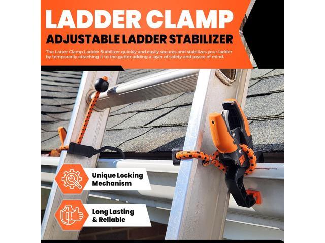 Ladder Clamp - Ladder Stabilizer Clip Secure Ladder Safety Clamp for Roof, Gutters, and Wall Prep Durable Ladder Support Cord for Roofing and...