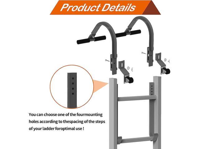 Roof Ladder Hook with Wheel Heavy Duty Ladder Stabilizer for Roof Ridge Extension Ladder, Rubber Grip T-Bar for Damage Prevention Lock Jaw Ladder...