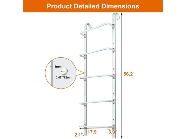 5-Rung Window Well Ladder Hooked, Heavy Duty Steel Fire Escape Ladder, Powder-Coated Basement Egress Window Ladder Wall Mounted Ladder 56.2' Lx17.9...