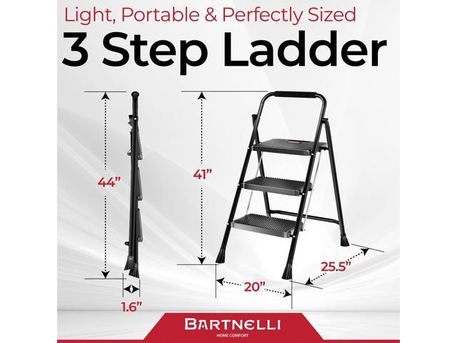 Bartnelli Pro Luxury Step Ladder European Made 3 Step Foldable Step Stool for Home Rock-Solid 500 lb Capacity,Built to Last with Highest-Grade...