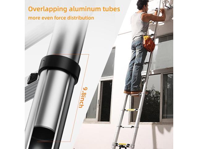 12.5FT Telescoping Ladder- Multi-Purpose Aluminum Extension Ladder Adjustable Compact Ladder for Household, RV, Outdoor, 330lbs Max Capacity