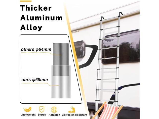 Telescopic Ladder, 10.5FT RIKADE Aluminum Telescoping Ladder with Non-Slip Feet and Stable Hook, Portable Extension Ladder for Household and...