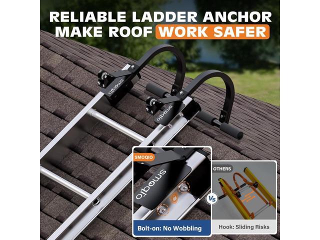 Ladder Roof Hook, 2 Pack Ladder Hooks for Roof Secured by Bolts, Roof Ladder Fits Most Parallel Rails Ladder, No Wobble Roofing Ladder Heavy-Duty...